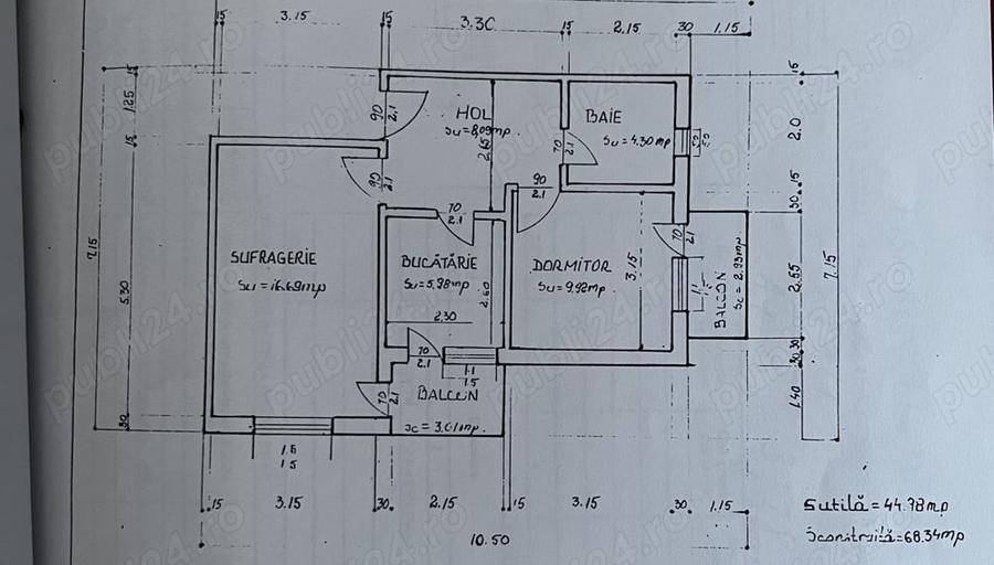 Apartament cu 2 camere decomandat în Curtea de Argeș
