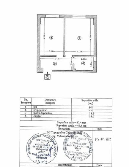 Apartament cu 2 camere decomandat, mobilat în Kamsas