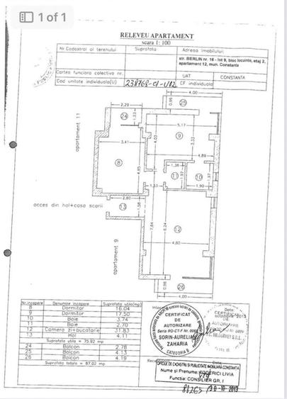 Apartament cu 3 camere în Tomis Plus
