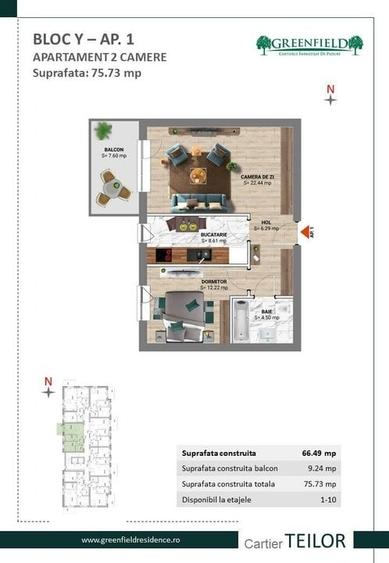 Apartament cu 2 camere decomandat în Nord