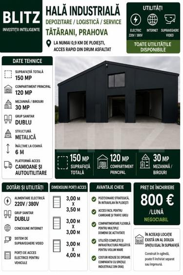 Spațiu industrial, de 150 mp, în Bărcănești