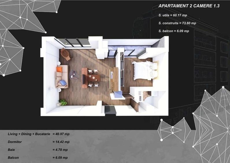 Apartament cu 2 camere decomandat în Tomis Plus