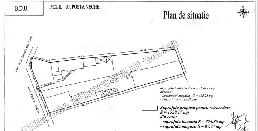 Teren Construcții intravilan de 1528 mp, în Bd. Coșbuc