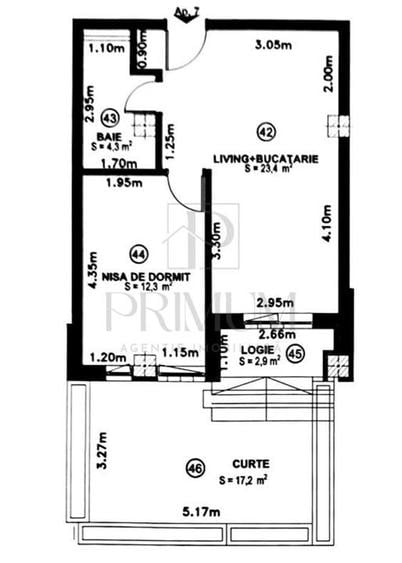 Apartament cu 2 camere decomandat, mobilat în Torontalului