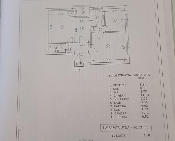 Apartament cu 3 camere semidecomandat în Rahova