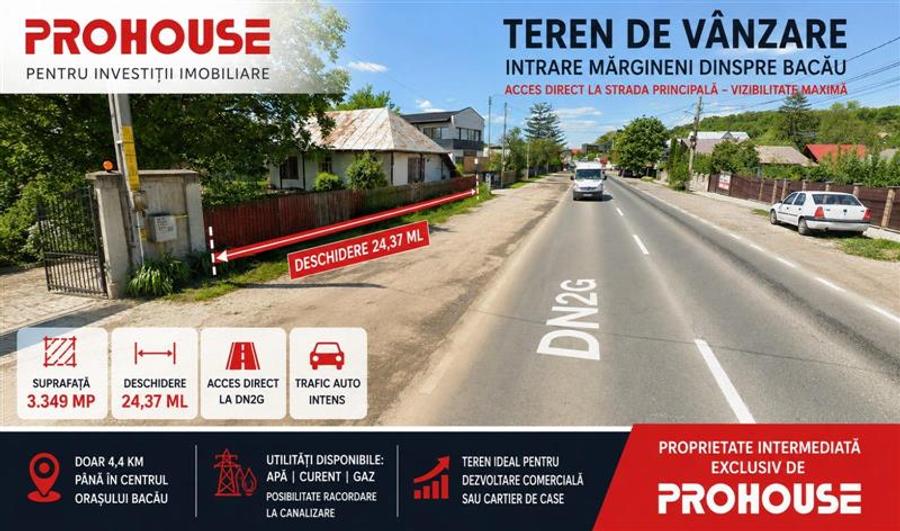 Teren Construcții intravilan de 3349 mp, în Calea Moinești