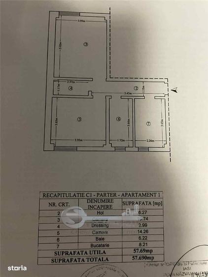 Apartament cu 2 camere decomandat în Bucium