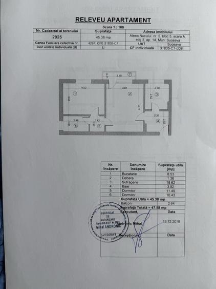 Apartament cu 2 camere semidecomandat în Central