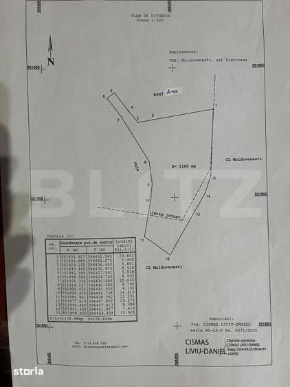Teren de 1180 mp, în Moldovenești