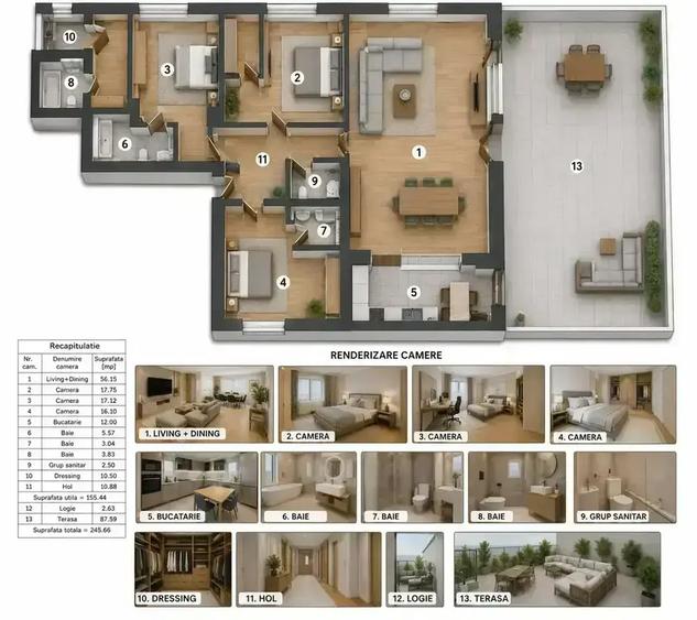 Apartament cu 4 camere decomandat în Herăstrău