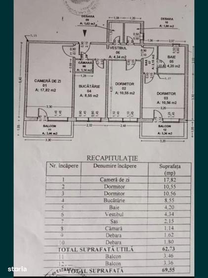 Apartament decomandat 3 camere de vanzare MilitariGorjului 70 mp - 2