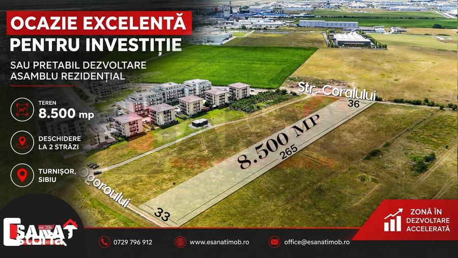 Teren de 8500 mp, în Turnișor