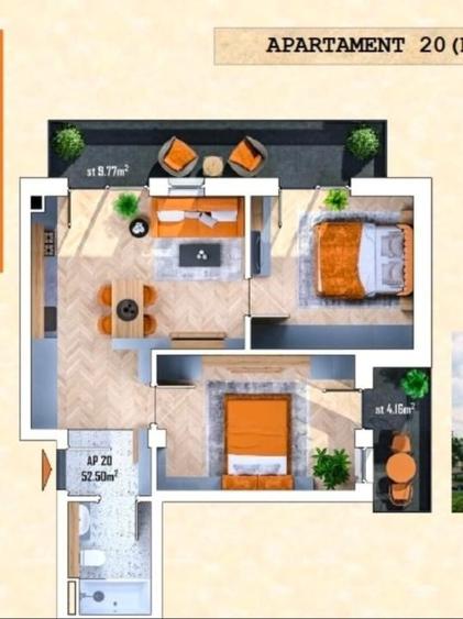 Apartament cu 3 camere semidecomandat în Apahida