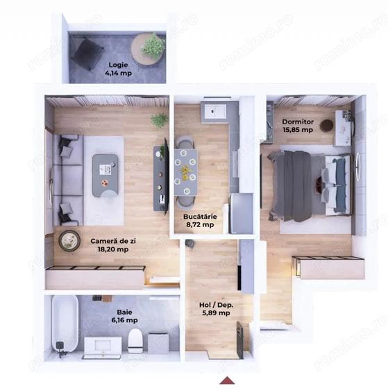 Apartament cu 2 camere decomandat în Libertății