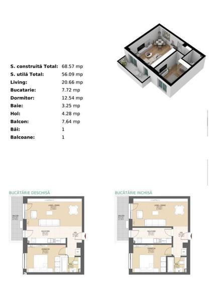 Apartament cu 2 camere decomandat în Satu Nou