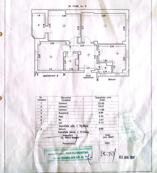 Apartament cu 3 camere decomandat în Stadion