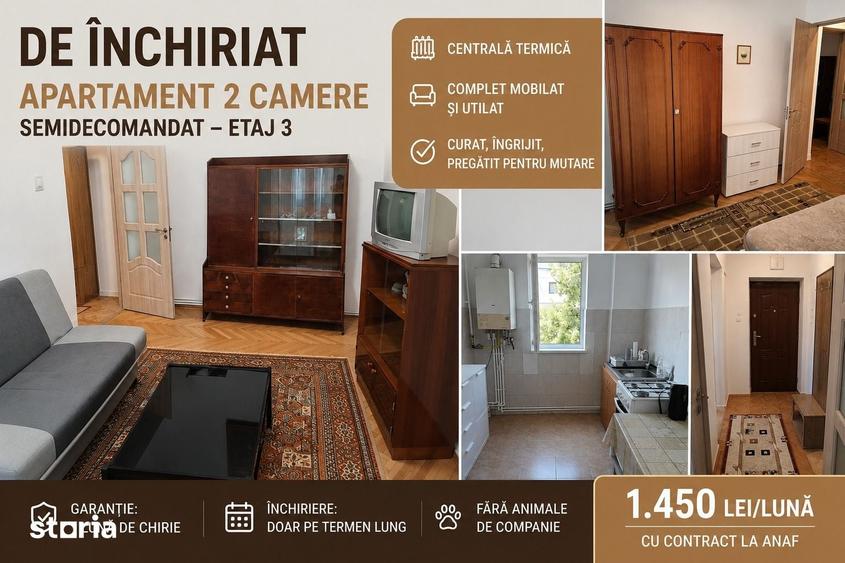 Apartament cu 2 camere semidecomandat în Central