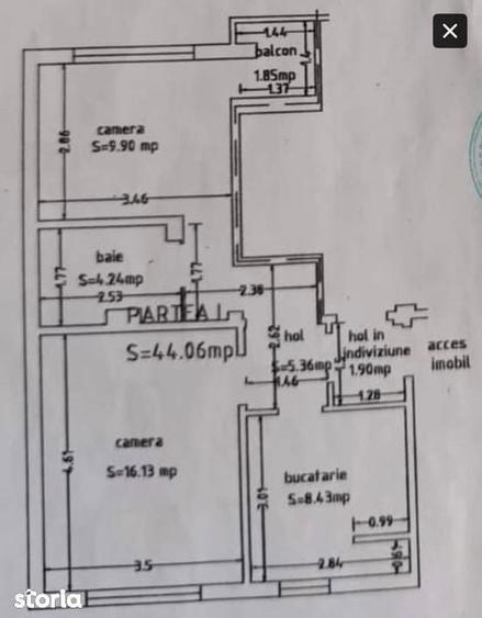 Apartament cu 2 camere decomandat în Est