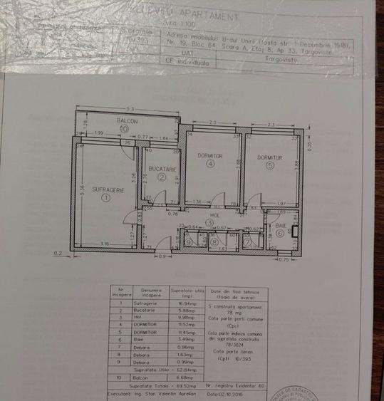 Apartament cu 3 camere decomandat în Micro 6