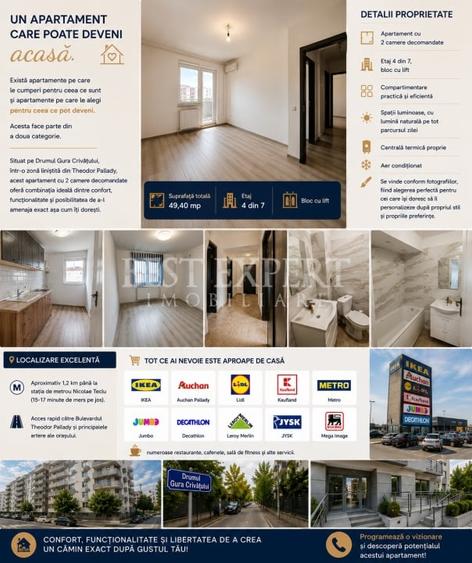 Apartament cu 2 camere decomandat în Theodor Pallady