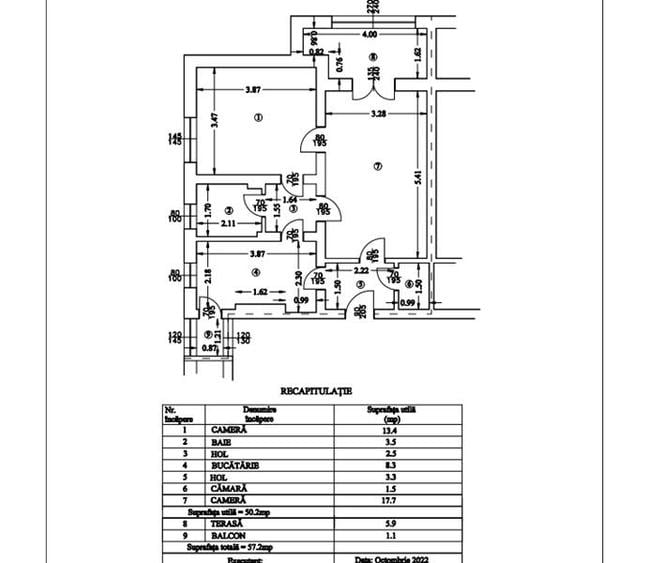 Apartament cu 2 camere decomandat în Ultracentral