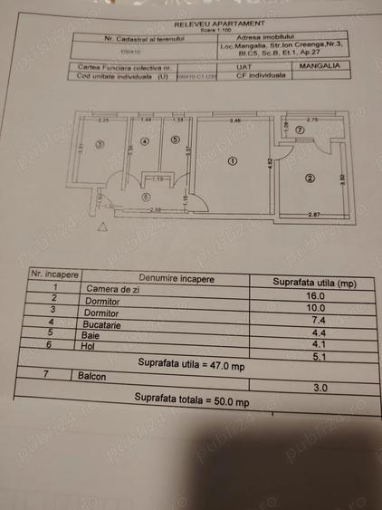 Apartament cu 3 camere semidecomandat în Central