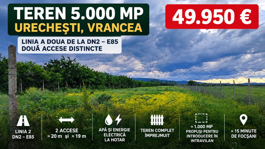 Teren Construcții intravilan de 5000 mp, în Urechești