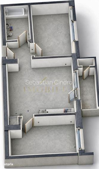 Apartament 3 camere, semifinisat, bloc nou, zona Bmw-Vivo