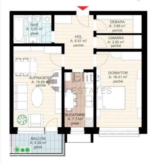 Apartament cu 2 camere în Nufărul
