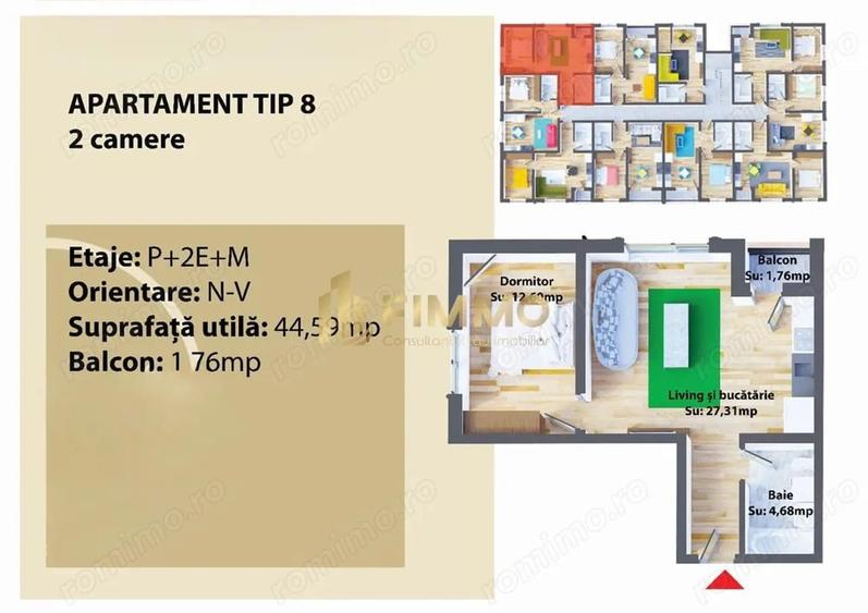 Apartament cu 2 camere în Lisaura