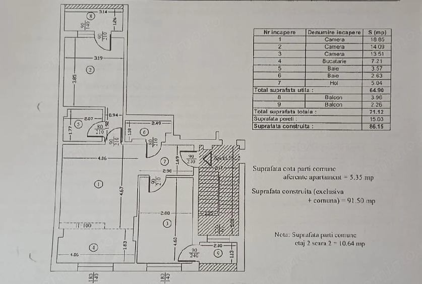 Apartament cu 3 camere decomandat în Militari