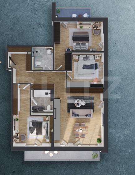 Apartament 4 camere, 100 mp, 2 balcoane 18 mp, proiect nou nZEB, zona Rivus - 1