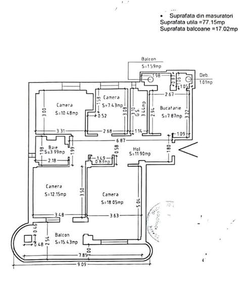Apartament cu 3 camere decomandat, mobilat în Central