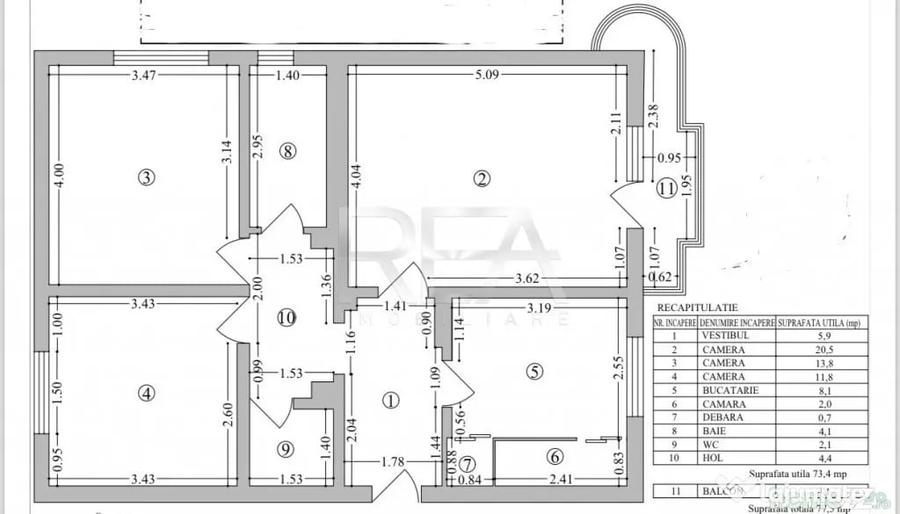 Apartament cu 3 camere decomandat în 13 Septembrie