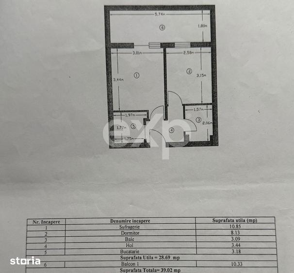 Apartament cu 2 camere decomandat în Războieni