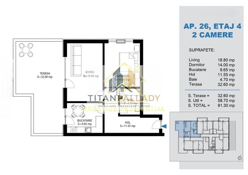 2 Camere / 91mp / Titan-Pallady / Balcon Mare - 1