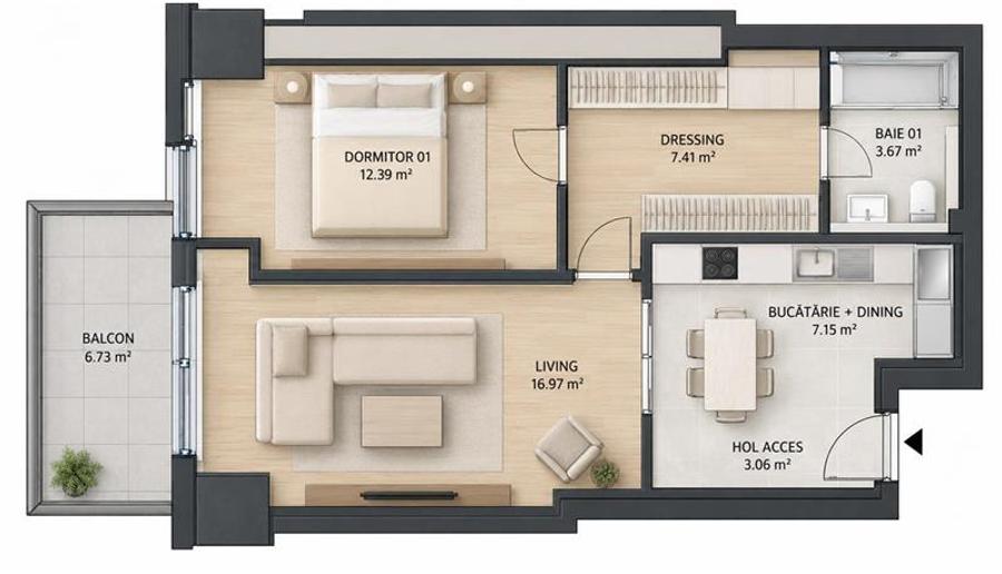 Apartament cu 2 camere decomandat în Floreasca