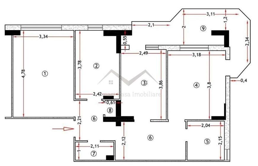 Apartament cu 3 camere decomandat în Păcurari