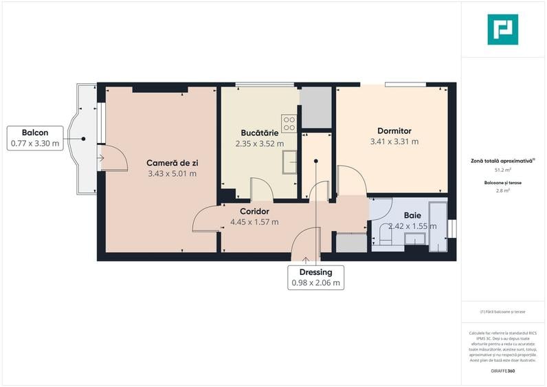 Apartament cu 2 camere decomandat, mobilat în Alfa