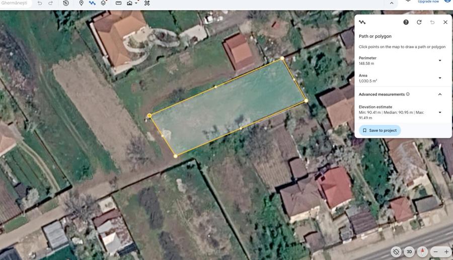 Teren agricol intravilan de 1031 mp, în Ghermănești