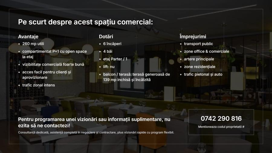 Spațiu comercial, de 260 mp, în P-ța Universității