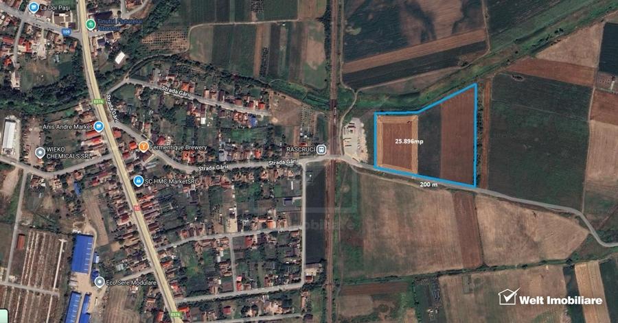 Teren Construcții extravilan de 25896 mp, în Răscruci