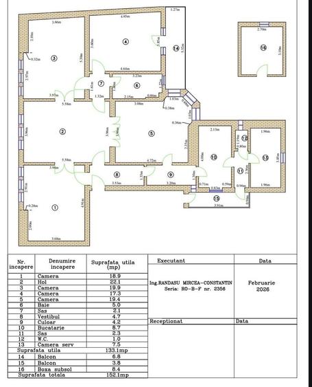 Apartament cu 5 camere circular în Grădina Icoanei
