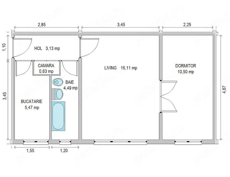 Apartament cu 2 camere în Șagului