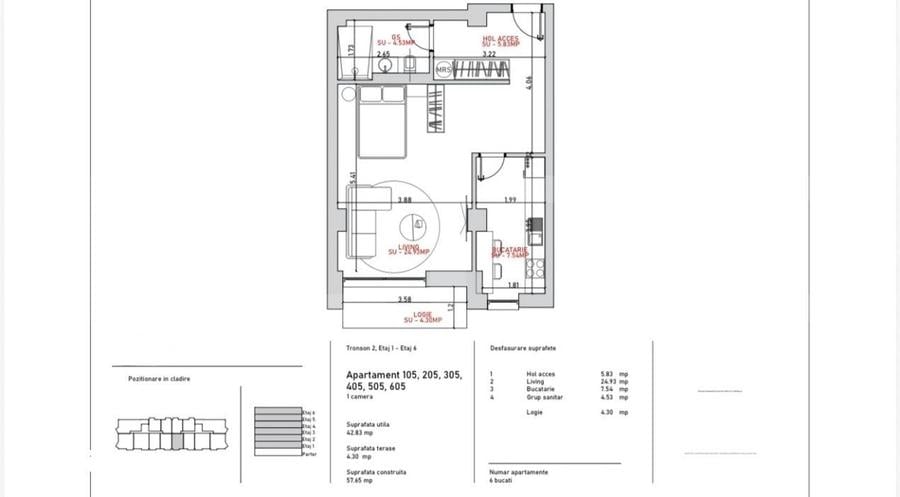 Apartament cu 2 camere în Stoicănești