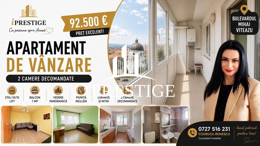 Apartament cu 2 camere decomandat, mobilat în Mihai Viteazul