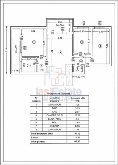 Apartament cu 3 camere în Podu Roș