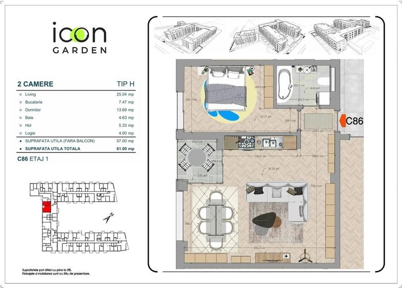 Apartament cu 2 camere decomandat în Moșilor