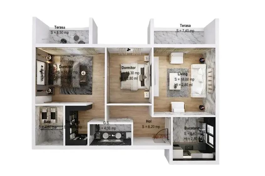 Apartament cu 3 camere decomandat în Titan