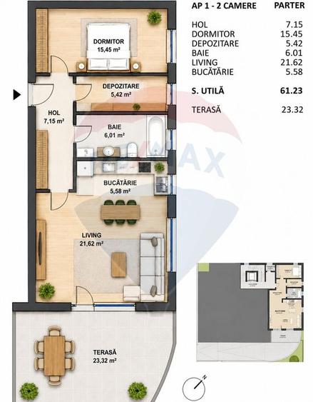 Apartament cu 2 camere semidecomandat în Semicentral